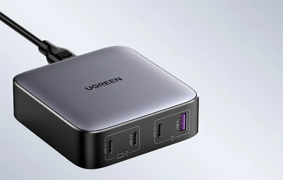 Wall charger UGREEN CD328 Nexode, 3xUSB-C, USB-A, GaN, 100W (black)