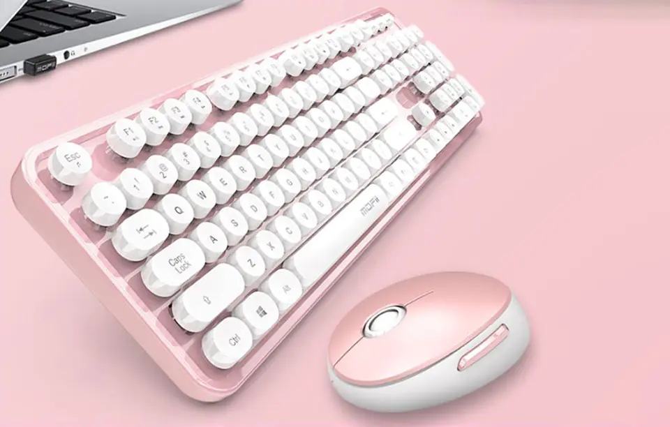 Wireless keyboard + mouse set MOFII Sweet 2.4G (White & Pink)