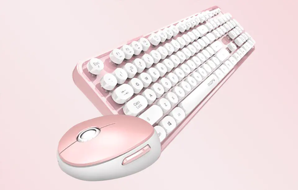 Wireless keyboard + mouse set MOFII Sweet 2.4G (White & Pink)