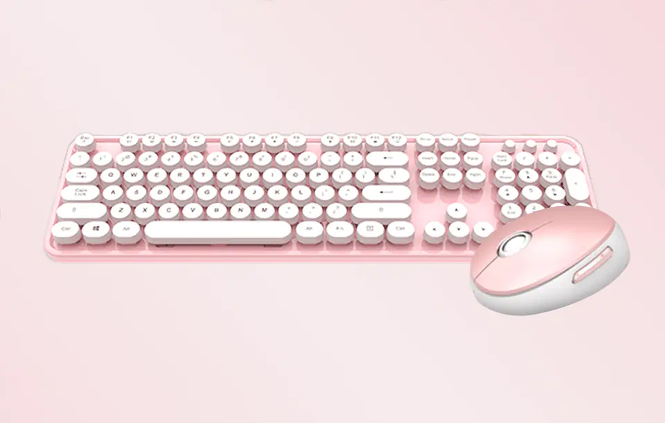 Wireless keyboard + mouse set MOFII Sweet 2.4G (White & Pink)