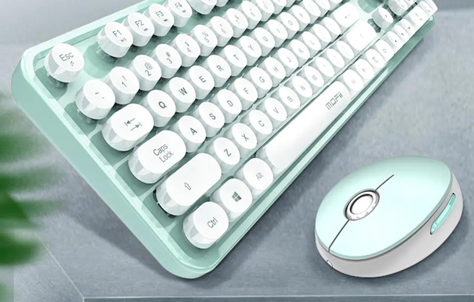 Wireless keyboard + mouse set MOFII Sweet 2.4G (White & Green)