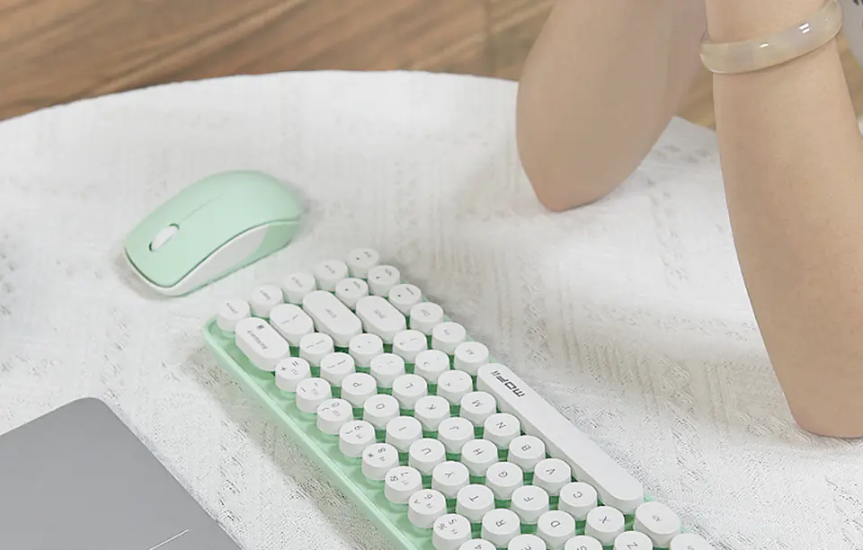 Wireless set keyboard + mouse MOFII Bean 2.4G (White & Green)