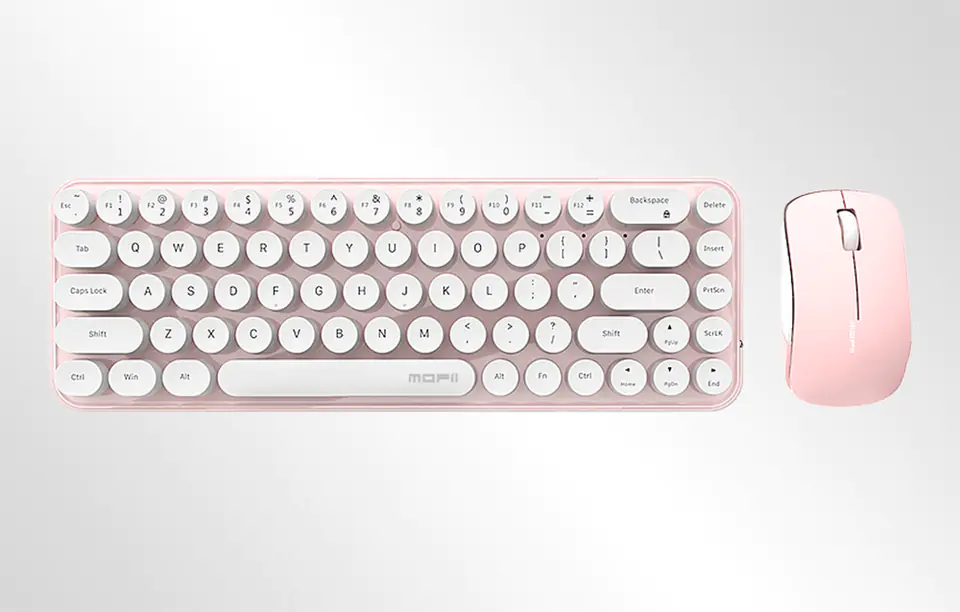 Wireless keyboard + mouse set MOFII Bean 2.4G (White-Pink)
