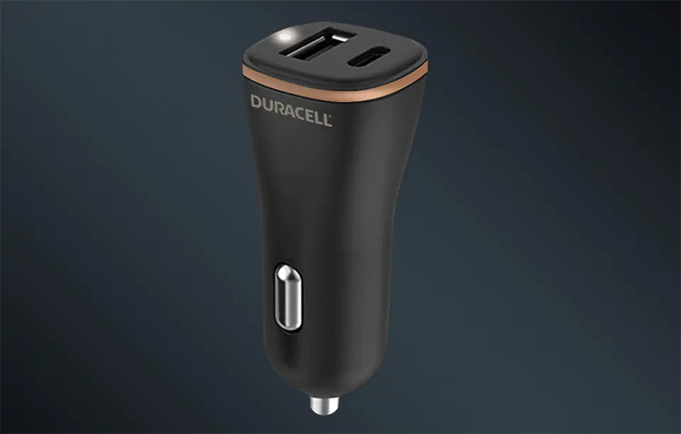 Ładowarka samochodowa USB, USB-C 27W Duracell (czarna)