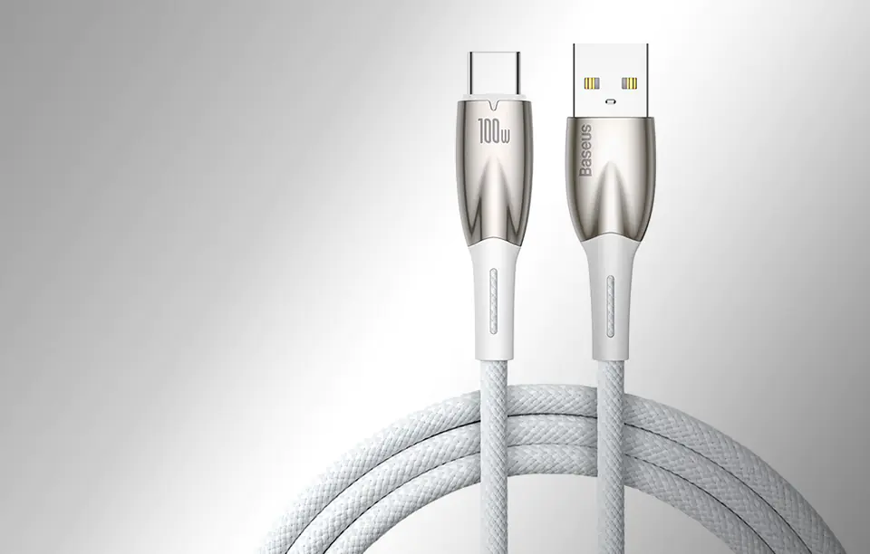 Kabel USB do USB-C Baseus Glimmer, 100W, 1m (biały)