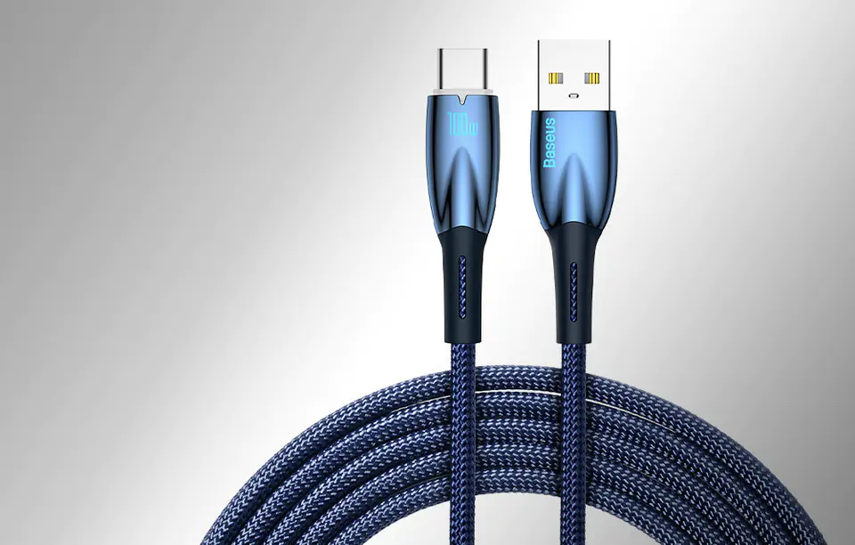 Kabel USB do USB-C Baseus Glimmer, 100W, 2m (niebieski)