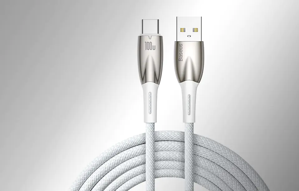 Kabel USB do USB-C Baseus Glimmer, 100W, 2m (biały)