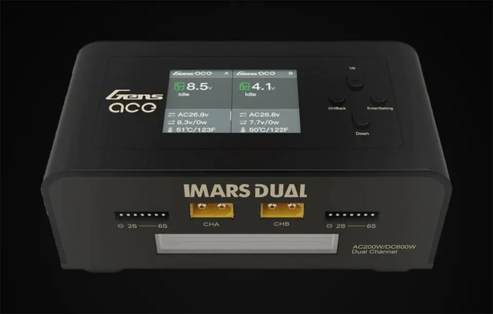 GensAce IMARS Dual Channel AC200W/DC300Wx2 charger (Black)