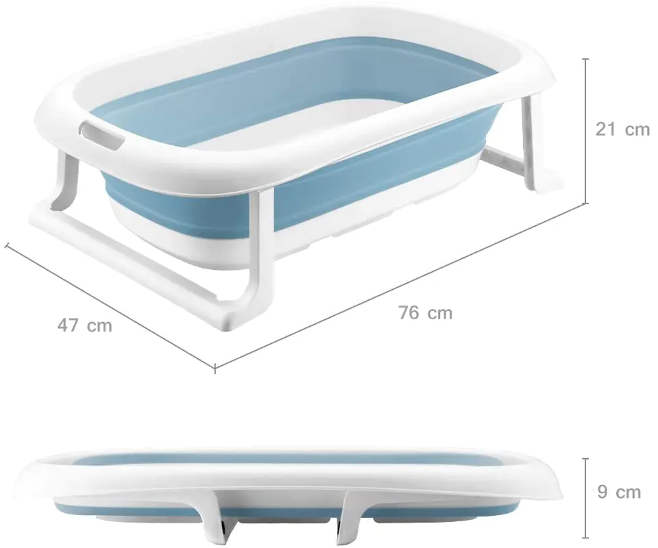 DUŻA WANIENKA WANNA DZIECI SKŁADANA TURYSTYCZNA SILIKON NIEBIESKA
