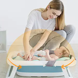 DUŻA WANIENKA WANNA DZIECI SKŁADANA TURYSTYCZNA SILIKON NIEBIESKA