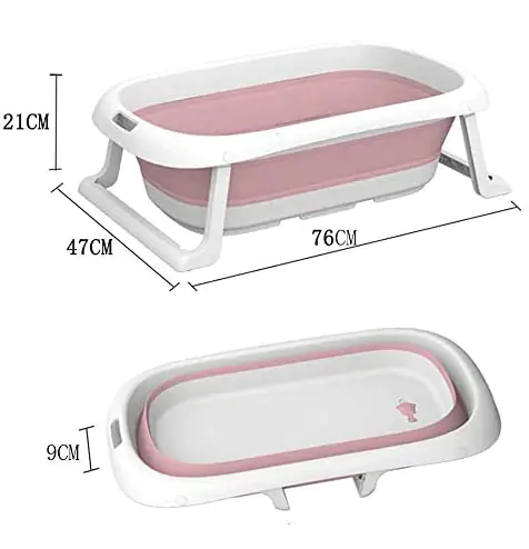 LARGE BABY BATH CHILDREN'S BATH FOLDING TOURIST SILICONE PINK