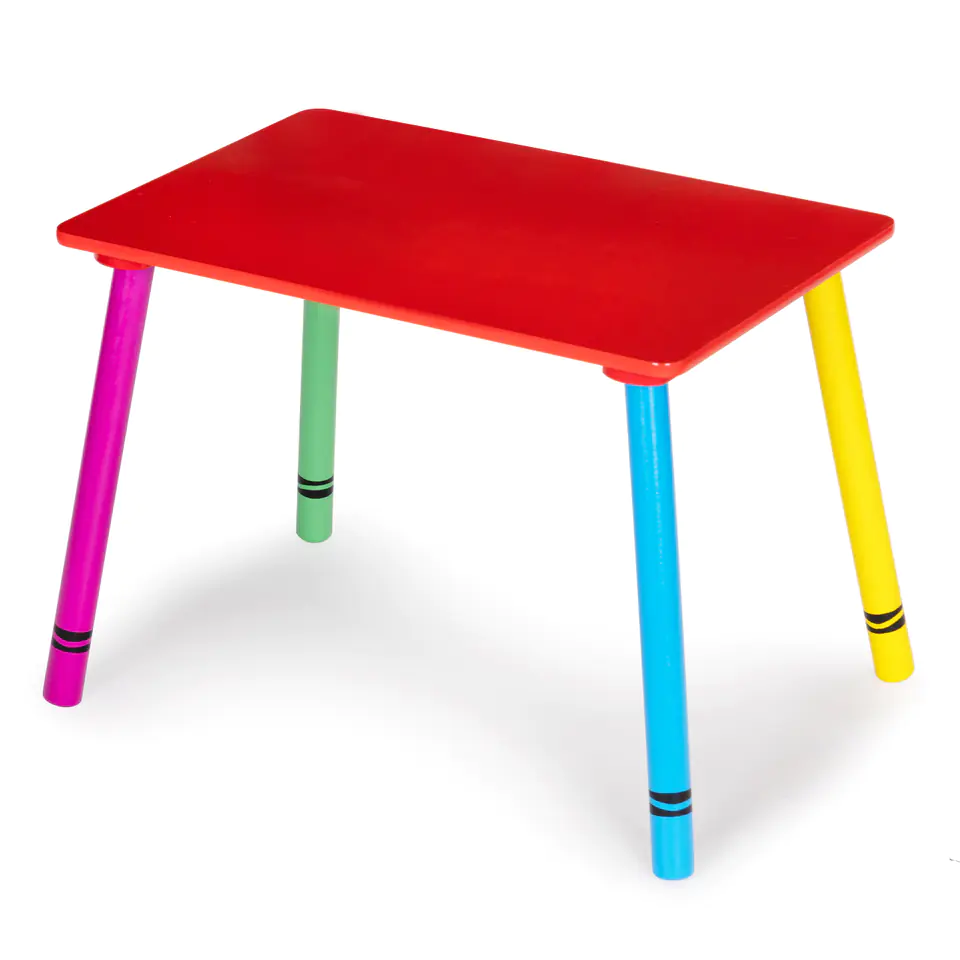Children's furniture: wooden set table + 2 colorful chairs
