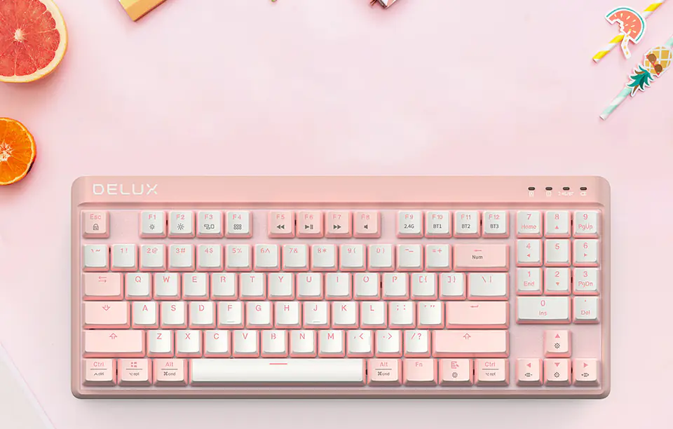 Delux KM18DB RGB Gaming Keyboard (White&Pink)
