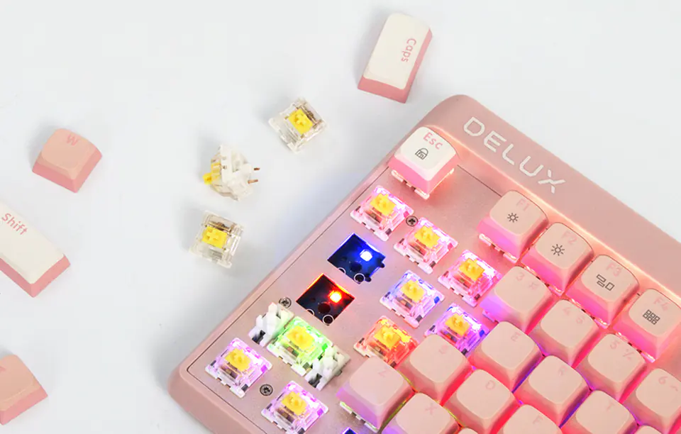 Delux KM18DB RGB Gaming Keyboard (White&Pink)