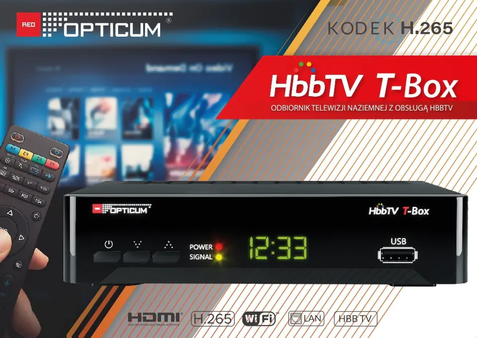 Tuner DVB-T2 HBBTV T-BOX Opticum HEVC