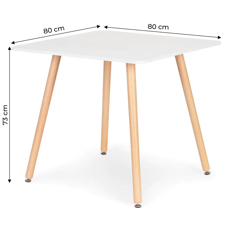 Modern wooden square kitchen table 80x80 cm