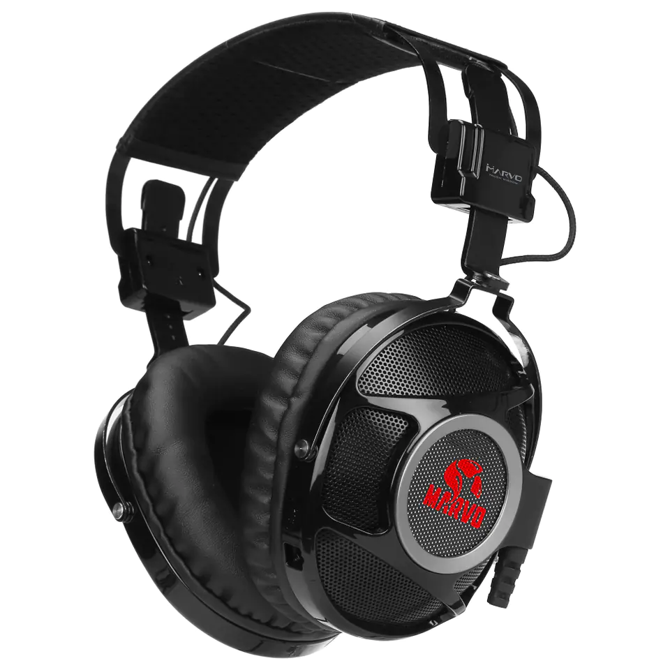 Marvo HG9053 Headphones with Mic Volume Control Black 7.1 virtual red backlit 7.1 virtual US typ