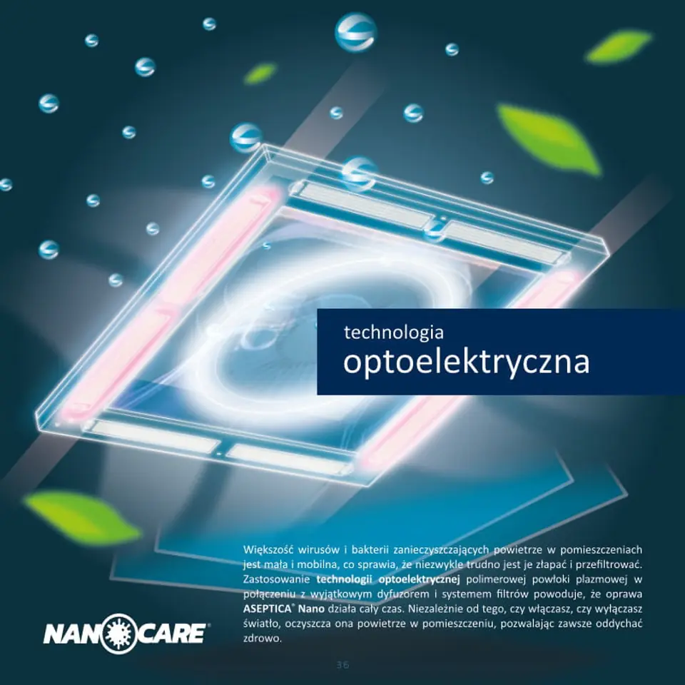 NANOCARE ASEPTICA ACTIV Lampa LED do oczyszczania powietrza, technologia antywirusowa