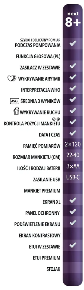 Pasek z funkcjami ciśnieniomierza NEXT 8+