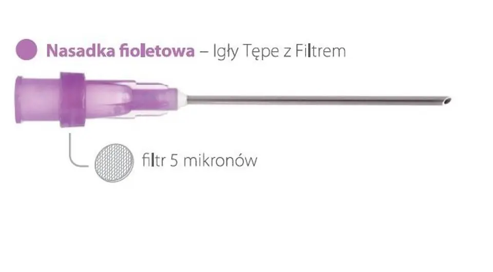 SOL-M 18G 2" 1,2 x 50 mm Igła tępa z filtrem 5 mikronów, jednorazowa, 100 szt.