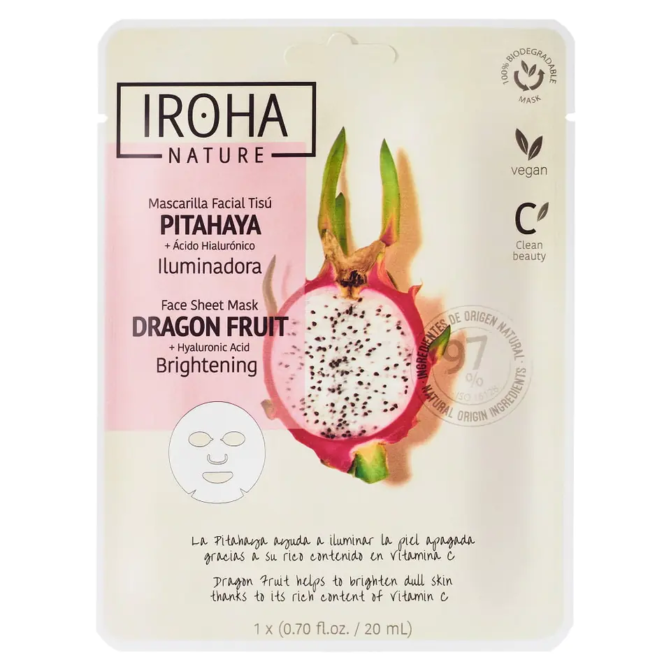 Iroha nature Brightening Face Sheet Mask Dragon Fruit + Hyaluronic Acid