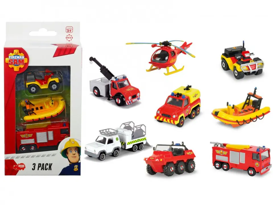 Fireman Sam vehicles, pack 3, 1:64, 3 types | Wasserman.eu