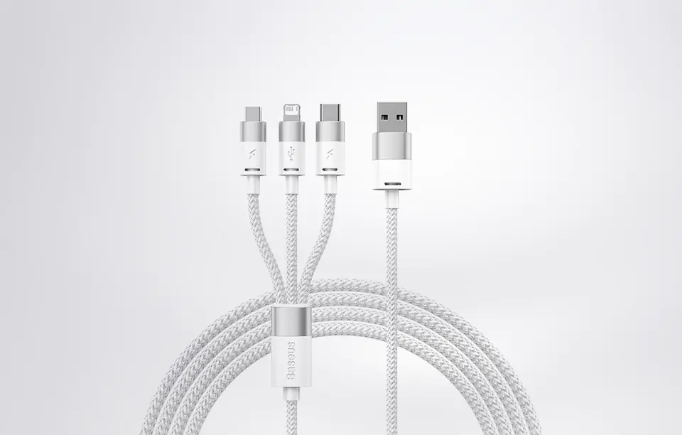 Kabel USB 3w1 Baseus StarSpeed, USB-C + micro USB + Lightning, 3,5A, 1.2m (biały)