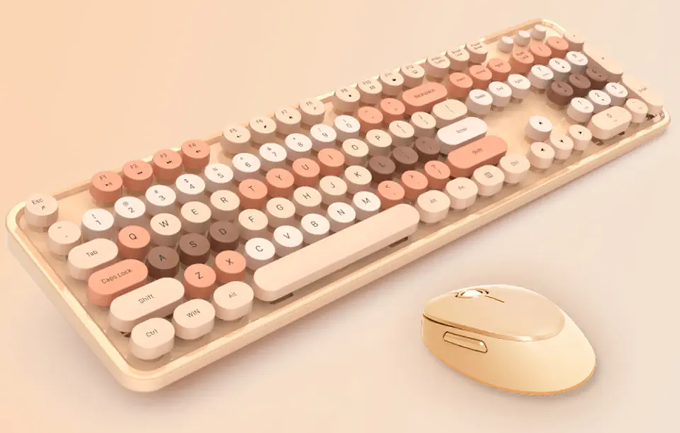 Bezprzewodowy zestaw klawiatura + myszka MOFII Sweet 2.4G (Biało-Beżowy)