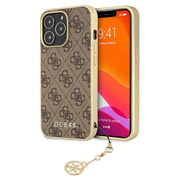 Guess GUHCP12MGF4GBR iPhone 12/12 Pro 6,1" brązowy/brown hardcase 4G Charms Collection
