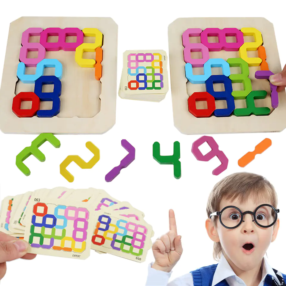 WOODEN PUZZLE PUZZLE NUMBER IQ GAMES