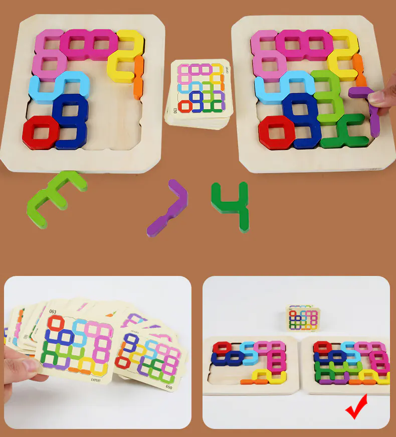 WOODEN PUZZLE PUZZLE NUMBER IQ GAMES