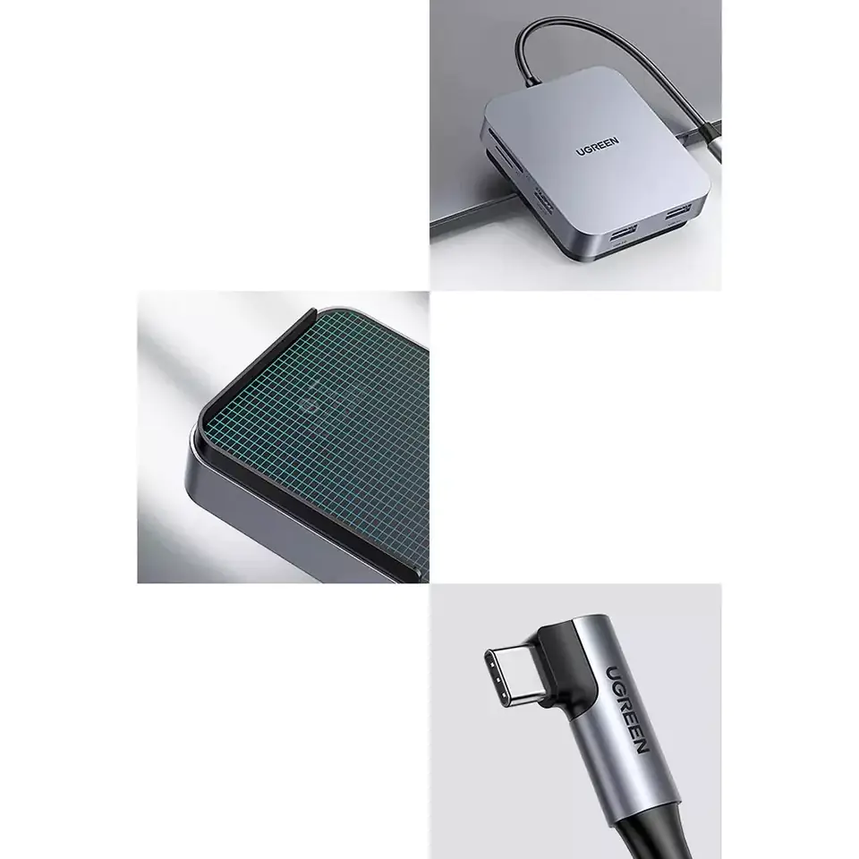 Hub USB-C UGREEN 60377, Adapter 5in1, 3x USB, SD/TF grey