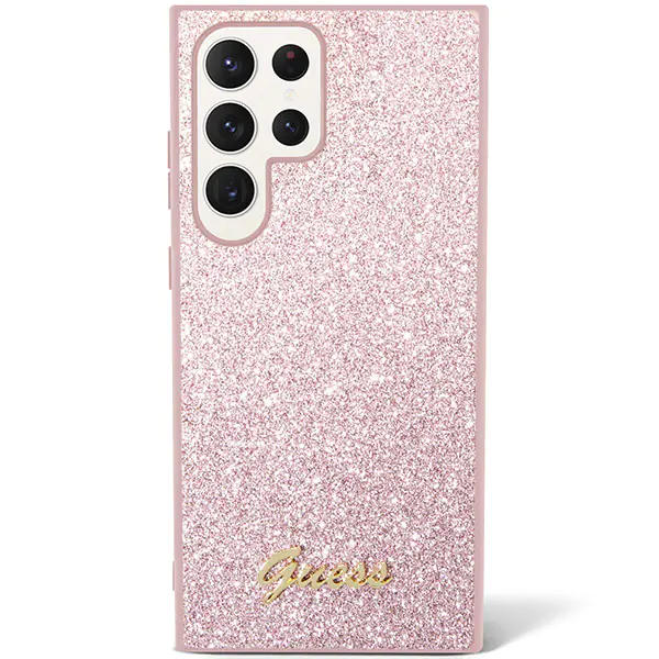 Oryginalne Etui SAMSUNG GALAXY S24+ Guess Hardcase Glitter Script (GUHCS24MHGGSHP) różowe