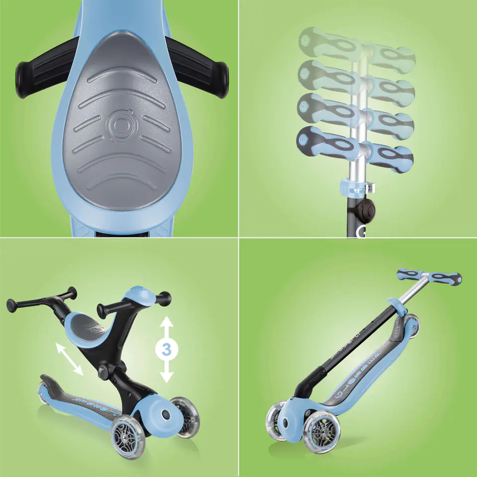 Hulajnoga jeździk rowerek Globber GO-UP Deluxe Lights (kolor Czarny. Różowy)