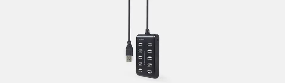 Hub USB 2.0 10-Portowy z włącznikiem Gembird (czarny)