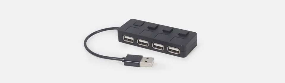 GEMBIRD HUB USB 2.0 4 PORTOWY Z PRZEŁĄCZNIKAMI, CZARNY