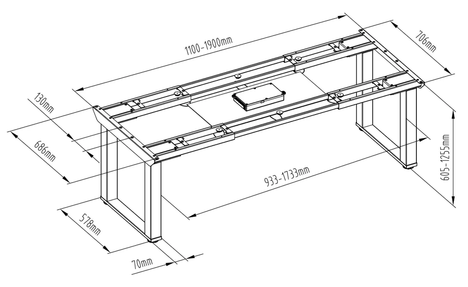 rysunek techniczny stołu loft