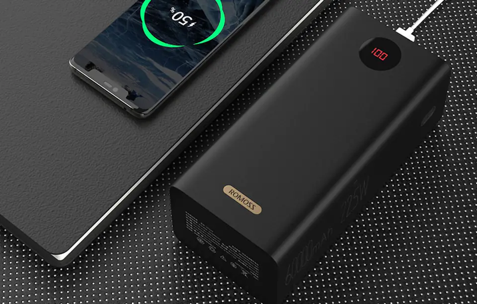 Powerbank Romoss PEA60 60000mAh, QC + PD, 22.5W (czarny)