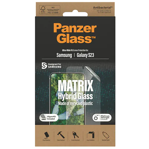 PanzerGlass Matrix Ultra-Wide Fit Sam S23 S911 Screen Protection 7318 z pozycjonerem