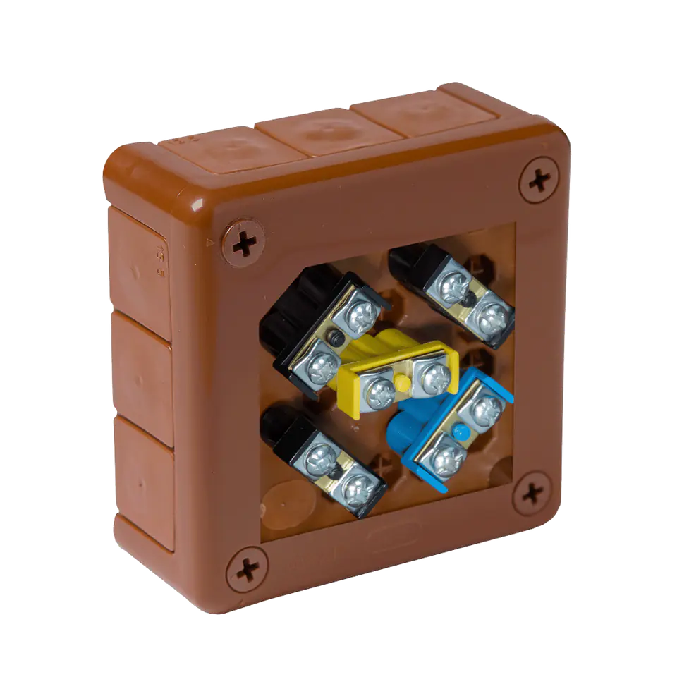 Puszka natynkowa z zaciskami 12 wlotów VIPLAST VP-41 BRĄZOWA IP55 98x98x42mm 041-52