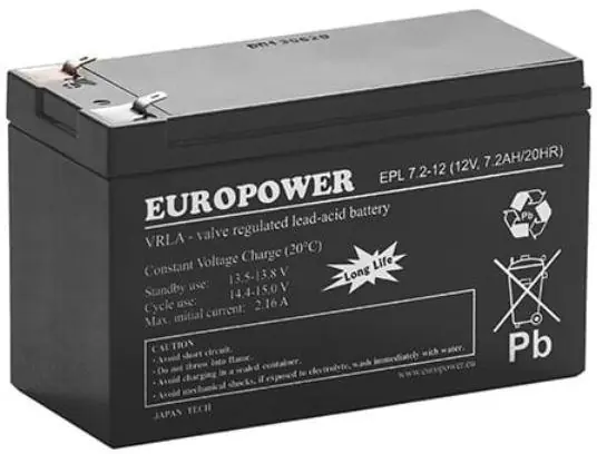 Akumulator AGM EUROPOWER serii EPL 12V 7,2Ah T1 (Żywotność 15 lat)
