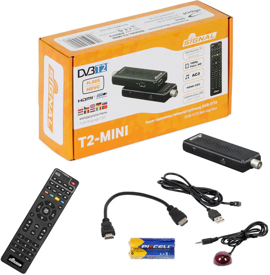Mini Decoder Digital Terrestrial DVB-T/T2 H.265 HEVC 10bit USB HDMI Scart  180° with Display and 2 in 1 Universal Remote Control - DVB-T2 - Audio  Video Converter - Audio Video
