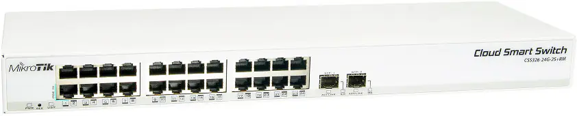 MikroTik Cloud Smart Switch CSS326-24G-2S+RM Managed L2, Rack mountable, 1 Gbps (RJ-45) ports quantity 24, SFP+ ports quantity 2