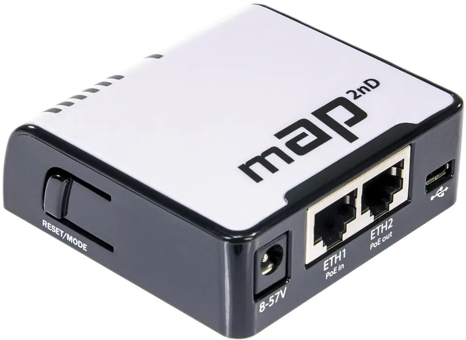 MIKROTIK MAP RBMAP2ND ROUTERBOARD ACCESS POINT,400MHZ, 64MB, 2XFE, 1XMICROUSB, 2,4GHZ, 1,2DBI, L4