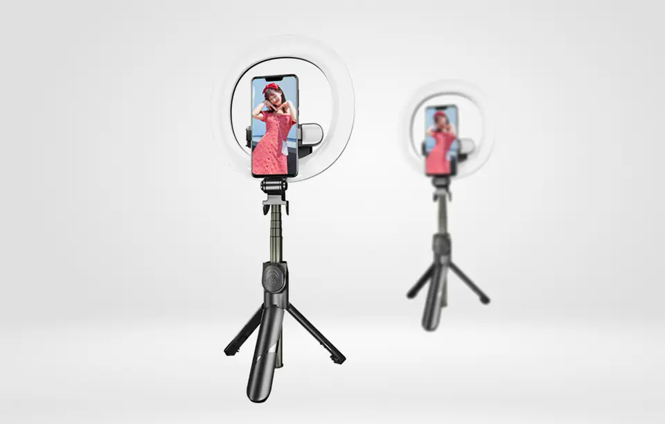 Selfie stick/statyw Puluz z lampą pierścieniową LED