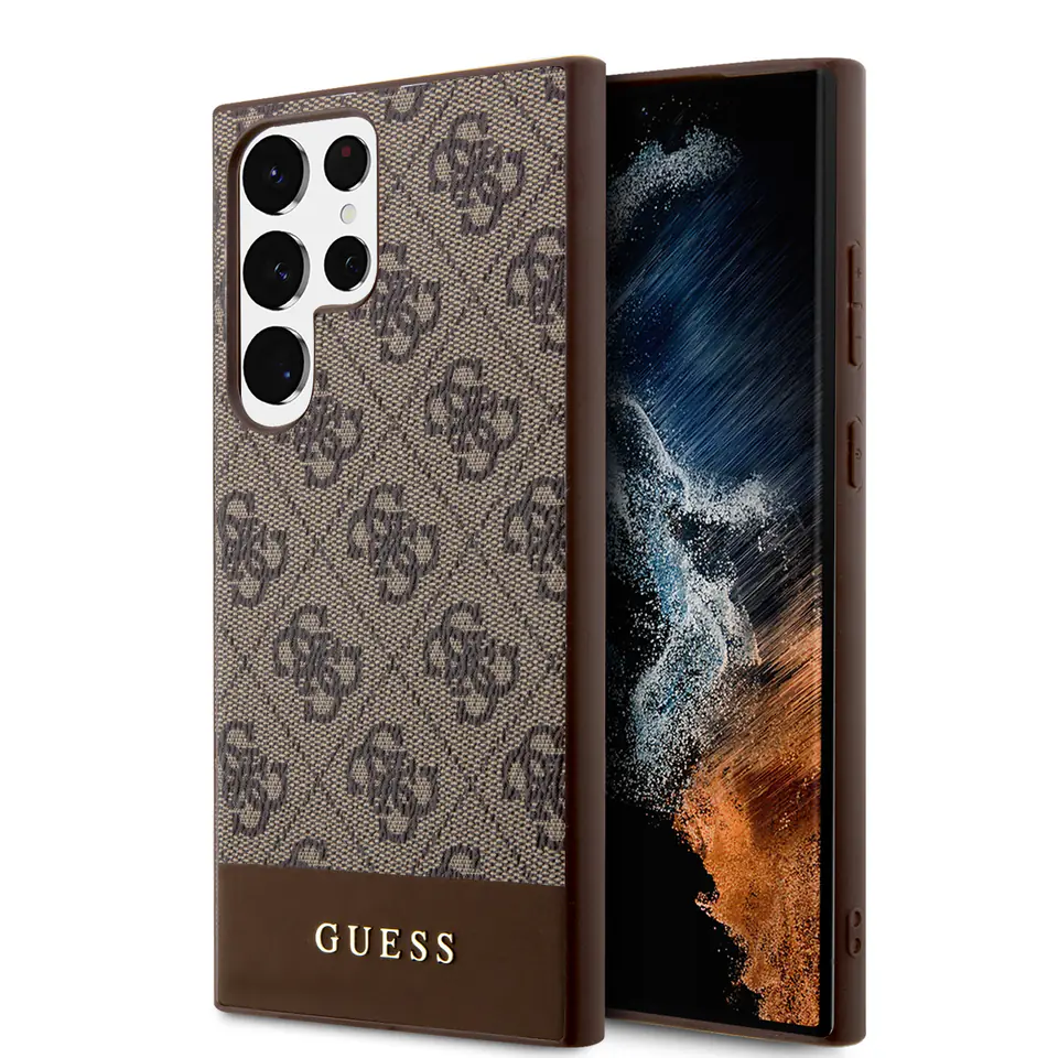 Guess GUHCS24LG4GLBR S24 Ultra S928 brązowy/brown hardcase 4G Stripe Collection