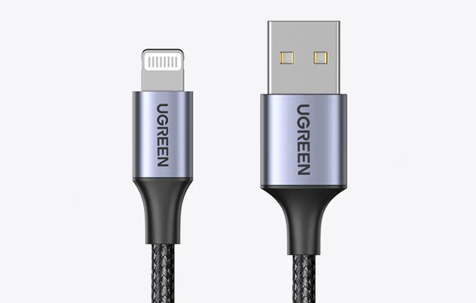 Kabel Lightning do USB UGREEN 2.4A US199, 2m (czarny)