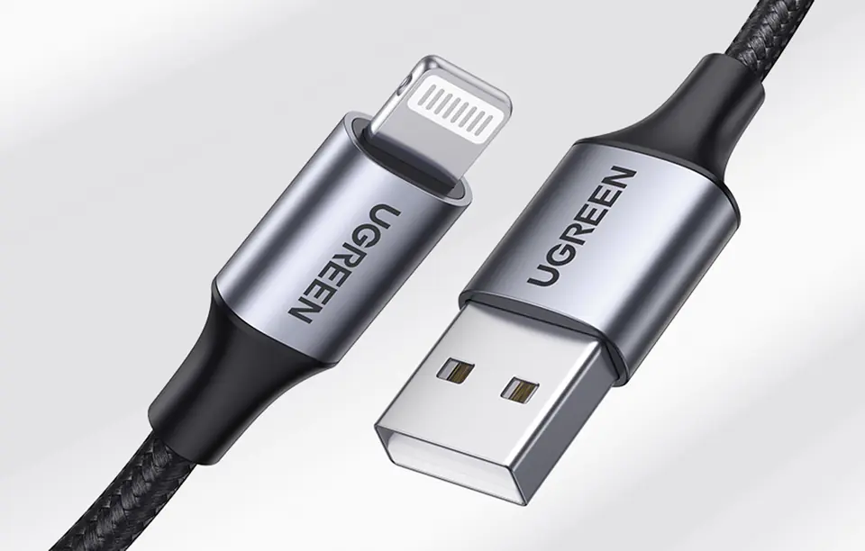 Kabel Lightning do USB UGREEN 2.4A US199, 1m (czarny)