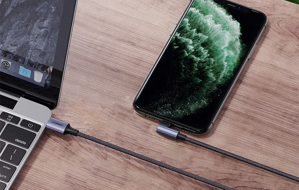 Kabel Lightning do USB-C 2.0 kątowy UGREEN US305, 3A, 1.5m