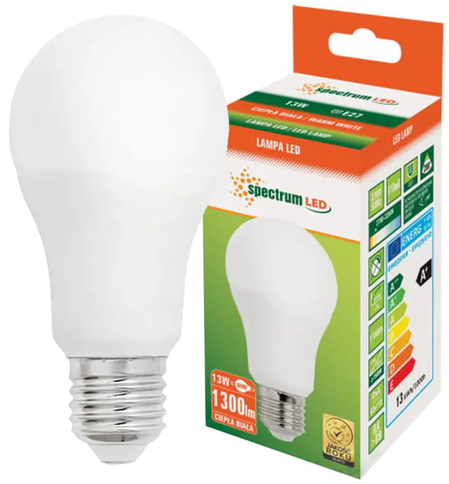 Strumień świetlny 1300 lm Barwa światła CIEPŁA